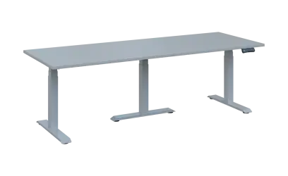 FLEXIMEET 220-80 výškově nastavitelný stůl, kovová podnož stříbrná, deska 25 mm, široký 2200 mm, šedá